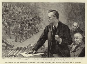 O debate sobre os dinamizadores presos, o Secretário do Interior (Sr. Asquith), respondendo ao Sr. J Redmond de Sydney Prior Hall