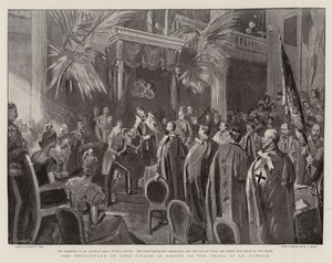 A investidura do senhor Iveagh como o cavaleiro da ordem de St Patrick de Sydney Prior Hall