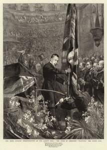A Demonstração Legalista Irlandesa no Albert Hall, o Duque de Abercorn Plantando a Union Jack de Sydney Prior Hall