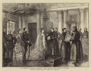 Os camponeses de Smolensk apresentando uma imagem sagrada para a duquesa de Edimburgo de Sydney Prior Hall