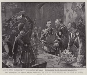 A apresentação ao coronel Hector MacDonald, o duque de Atholl, que se agarra à Espada de Honra de Sydney Prior Hall