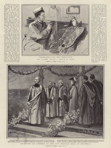 O papagaio do marinheiro, um mendigo para pensar, recebendo um endereço no New Medical Hall em Montreal de Sydney Prior Hall