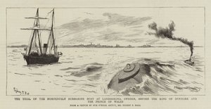 O Julgamento do Barco Submarino Nordenfelt em Landskrona, Suécia, perante o Rei da Dinamarca e o Príncipe de Gales de Sydney Prior Hall