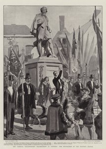 As comemorações do tricentenário de Vandyck em Antuérpia, a decoração da estátua do mestre de Sydney Prior Hall