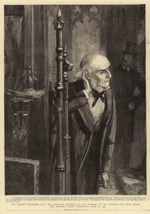 A Lei de Franquia das Mulheres, Sr. Gladstone, ouvindo a Lista de Números da Divisão atrás do Presidente do Palestrante, quarta-feira, 27 de abril de 1892 de Sydney Prior Hall