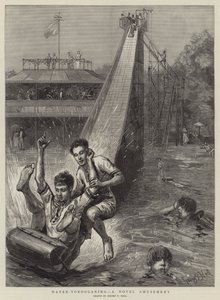 Água-tobogã, um novo divertimento de Sydney Prior Hall