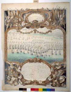 Batalha Naval dada perto de Agouste, 22 de Abril de 1676 (tinta preta e caneta cartográfica com aguarela sobre papel) de Sylvain Bonnet