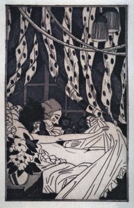 Erotismo: Giacomo Casanova (1725-1798) levanta as folhas para contemplar a sua amante nua, no início do século XX (gravura)