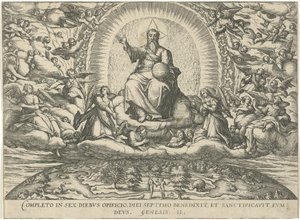 Deus descansa no sétimo dia
Figurae et imagines bibliiorum (título da série) de Symon Novelanus (attributed to)