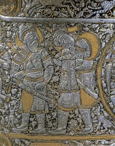CAVALEIROS MAMELUCOS: Pormenor de um vaso de prata, Síria de Syrian School