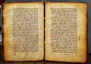 Páginas dos Actos dos Apóstolos, Novo Testamento na versão Peshitta ("linguagem simples"), a versão padrão da igreja síria, c.1216 (velino) de Syrian School