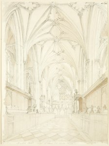 Coro da Catedral de Bristol com vista para Leste de T.H. Clarke
