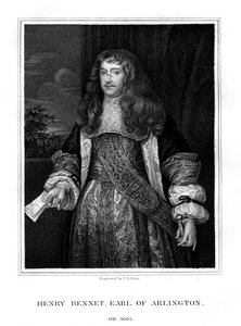 Henry Bennet, 1º Conde de Arlington, estadista inglês, 1828.