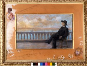 Retrato de Giuseppe Verdi, compositor italiano (1813-1901), em Veneza. Pastel de T. Bianco doado pelo compositor ao cantor Tamagno em 1897. de T. Bianco