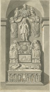 Interior da Igreja Patshull - Túmulos de Astley: desenho sépia, nd [final do século XVIII] (estampado)
