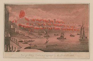 Vista de parte de Londres como apareceu no Grande Incêndio, 1666