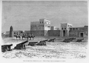 Sheikh Aissa Palace, no Bahrein, Chade. Gravação de Taylor para ilustrar a história A Suse, journal des excavilles