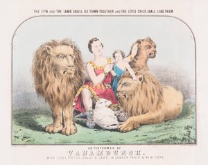 O Leão e o Cordeiro Deitarão Juntos e A Criança Os Guiará, c.1840 (aquarela sobre papel) de T. W. Strong
