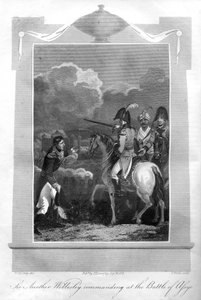 O duque de Wellington comandando na batalha de Assaye, 1816.