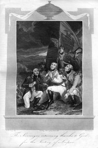 Os soberanos voltando graças a Deus pela vitória de Leipzig, 1816.