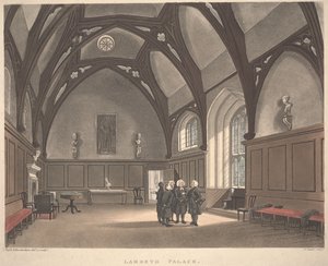 Palácio de Lambeth, gravado por Joseph Constantine Stadler (fl.1780-1812), publicado em 1808 (aquatinta colorida)