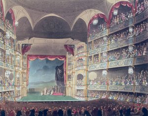 Interior do Drury Lane Theatre de T. and Pugin A.C. Rowlandson