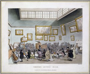 Christie&39;s Auction Room, de &39;Microcosm of London&39; por J. Bluck, publicado por R. Ackermann