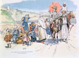 Leprosos fora dos muros de Jerusalém, 1892 de T. de Haener
