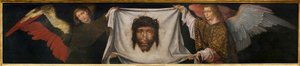 Anjos portadores do Santo Sudário - Pintura da oficina do Frei Carlos (pintor flamengo activo entre 1517-1544), óleo sobre madeira, cerca de 1520-1530 (Anjos com o Santo Rosto, pela oficina do Frei Carlos, óleo sobre painel, cerca de 1520-1530) - Musee d
