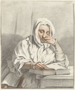 Leitura de uma jovem mulher a uma mesa de Taco Scheltema (I)