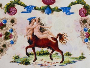Centauro e figura feminina, Volume II f 287, v, Bíblia de Borso d