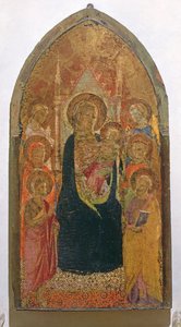 Madonna e Child with Saints (tempera no painel) de Taddeo Gaddi