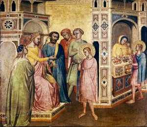 São Elígio diante do Rei Clothar, c.1365 (tempera sobre madeira) de Taddeo Gaddi
