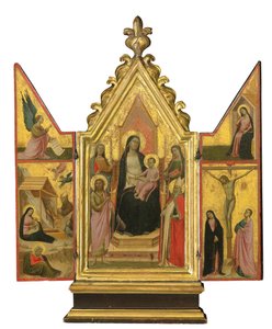 Tríptico (têmpera em painel de fundo dourado)