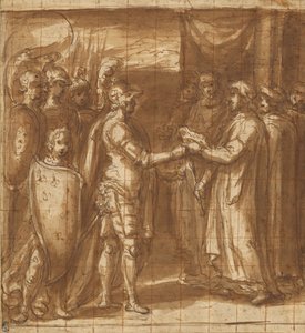 O Cardeal Albornoz entrega as chaves de Valentino aos Farnese de Taddeo Zuccaro