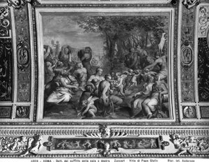 Cena com ninfas, detalhe do tecto de uma sala de banquete, Villa Giulia, Roma (fresco)