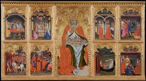 "San Gimignano tronant" (Saint Geminien de Modene, 312-397) Tempera sur bois de Taddeo di Bartolo (1362-1422)