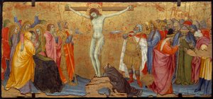 A Crucificação Pintura de Madeira por Taddeo di Bartolo (1363-1422) Sol do século XIV. 2,25x5,57 m de Taddeo di Bartolo