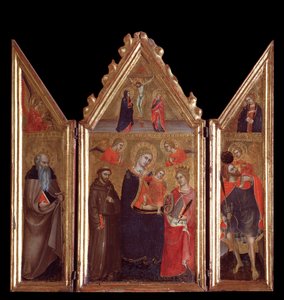 Virgem com criança e santos - tempera na madeira de Taddeo di Bartolo