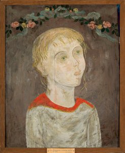 A rapariga com uma guirlanda de flores