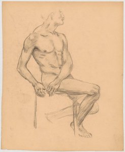 Estudo de nu masculino sentado de Tadeusz Makowski