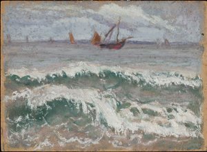 Mar agitado com barcos de Tadeusz Makowski