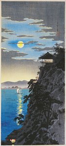 Lua em Ishiyama no Lago Biw, c.1936 (corte de madeira O-Tanzaku)