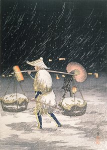 Neve da noite, c.1930s (impressão do woodblock da cor) de Takahashi Hiroaki