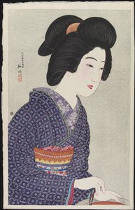 Mulher sentada por um braseiro, fevereiro de 1925 de Takahashi Hiroaki