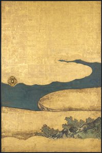 Um jogo de ir, dos quatro Realizações, início do século XVII (Tela deslizante; tinta, cor e ouro sobre papel) de Takanobu Kano