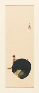 Gravura em xilogravura - Esquilo na fruta, final do século XIX e início do século XX de Takeuchi Seiko