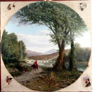 Dante um cavalo corre ao longo do rio Entella ou a Passagem Ilustração do Purgatório em "" La divina commedia "" (La divina comédia) de Dante Alighieri (1265-1321) Pintura de Tammar Luxoro (1824-1899) Antes de 1865 Genes, Civica Galeria de Arte Moderna de Tammar Luxoro