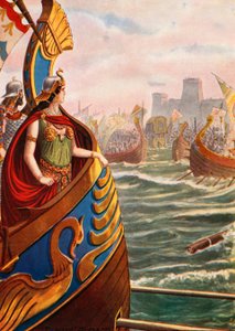 Cleopatra na batalha de Actium de Tancredi Scarpelli