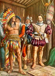 Ferdinando Cortes imprisoning Montezuma de Tancredi Scarpelli